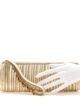 Metallic Nappa Plisse Long Clutch Gold