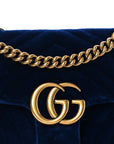 Velvet Matelasse Mini GG Marmont Shoulder Bag Cobalt Blue