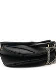 Satin Crystal Mini Saddle Bag Black