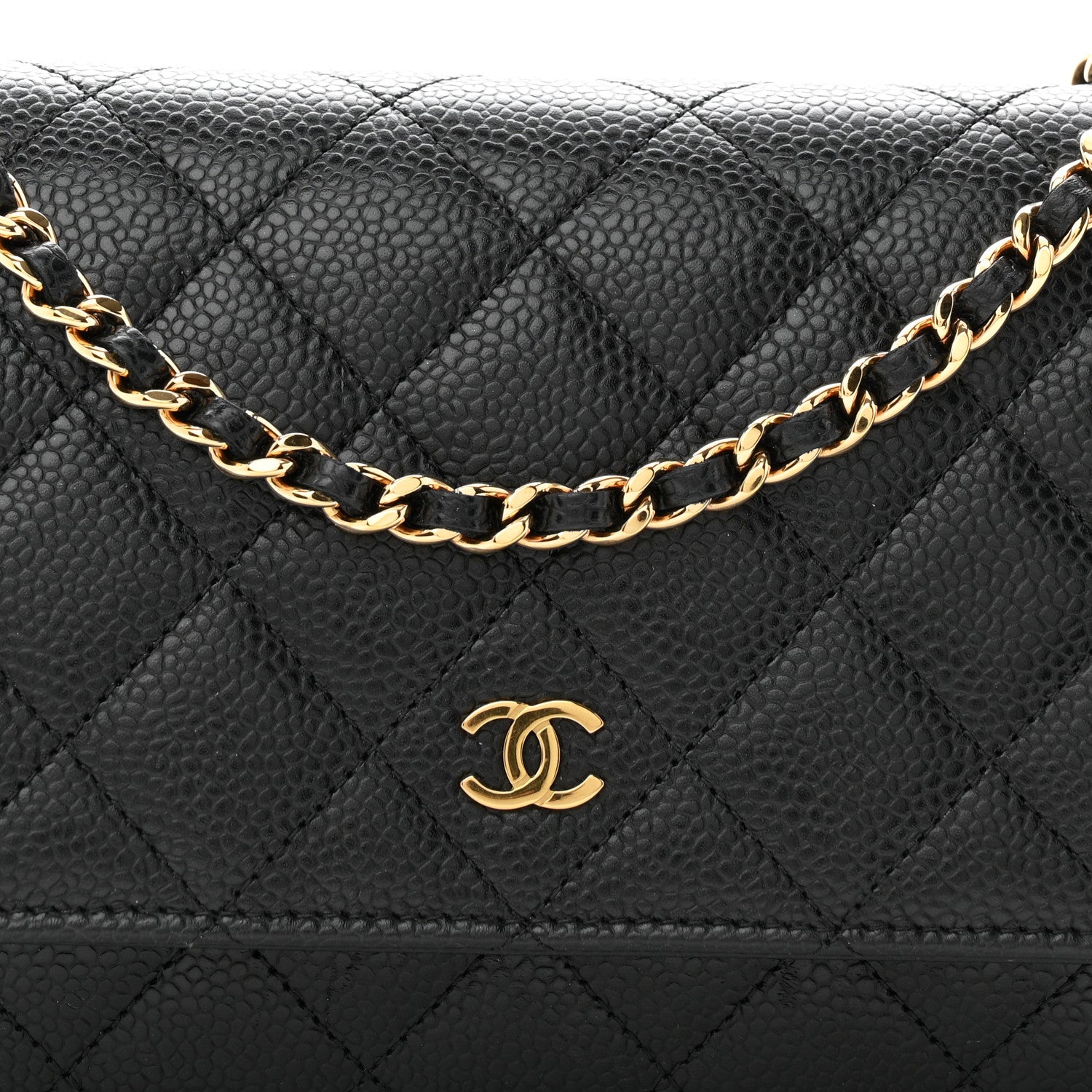 Caviar Quilted Wallet On Chain WOC Black