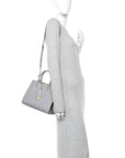 Crocodile Embossed Calfskin Mini Frances Tote Cloud Grey
