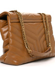 Calfskin Y Quilted Monogram Medium Loulou Chain Satchel Dark Natural