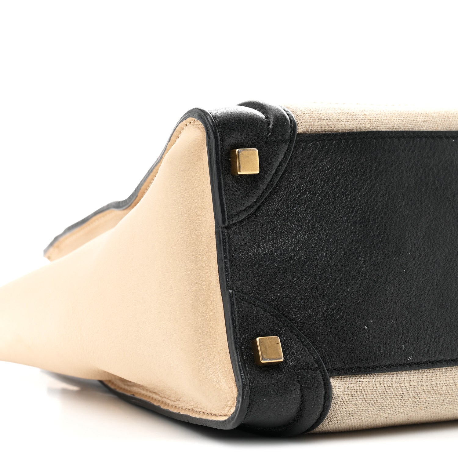 Canvas Smooth Calfskin Micro Tri-Color Luggage Natural Black Tan