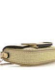 Crystal Vitello Laminato FF Nano Maxi Buckle Baguette Charm Light Gold