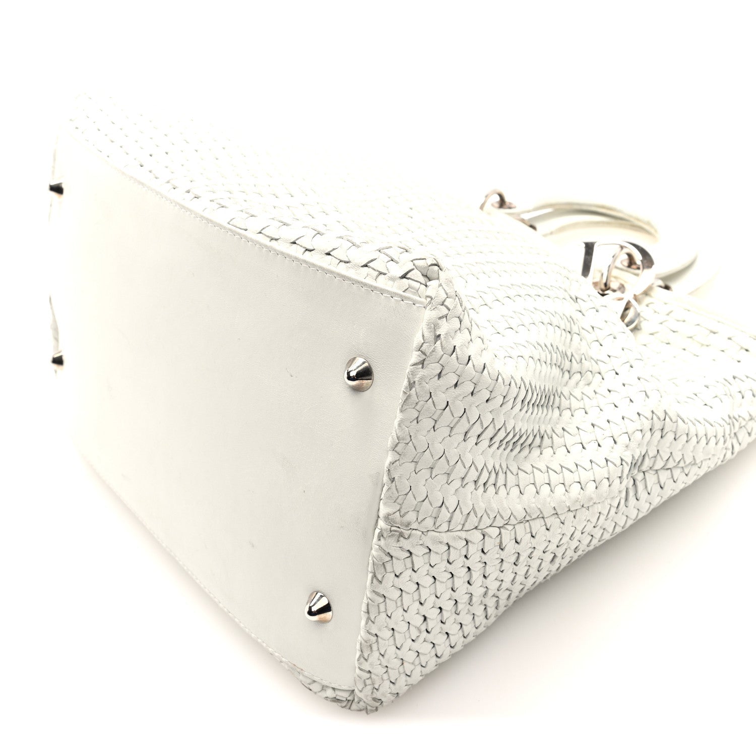 Lambskin Woven D1OR Tote White