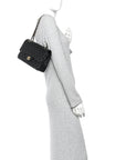 Lambskin Quilted Medium Double Flap Black