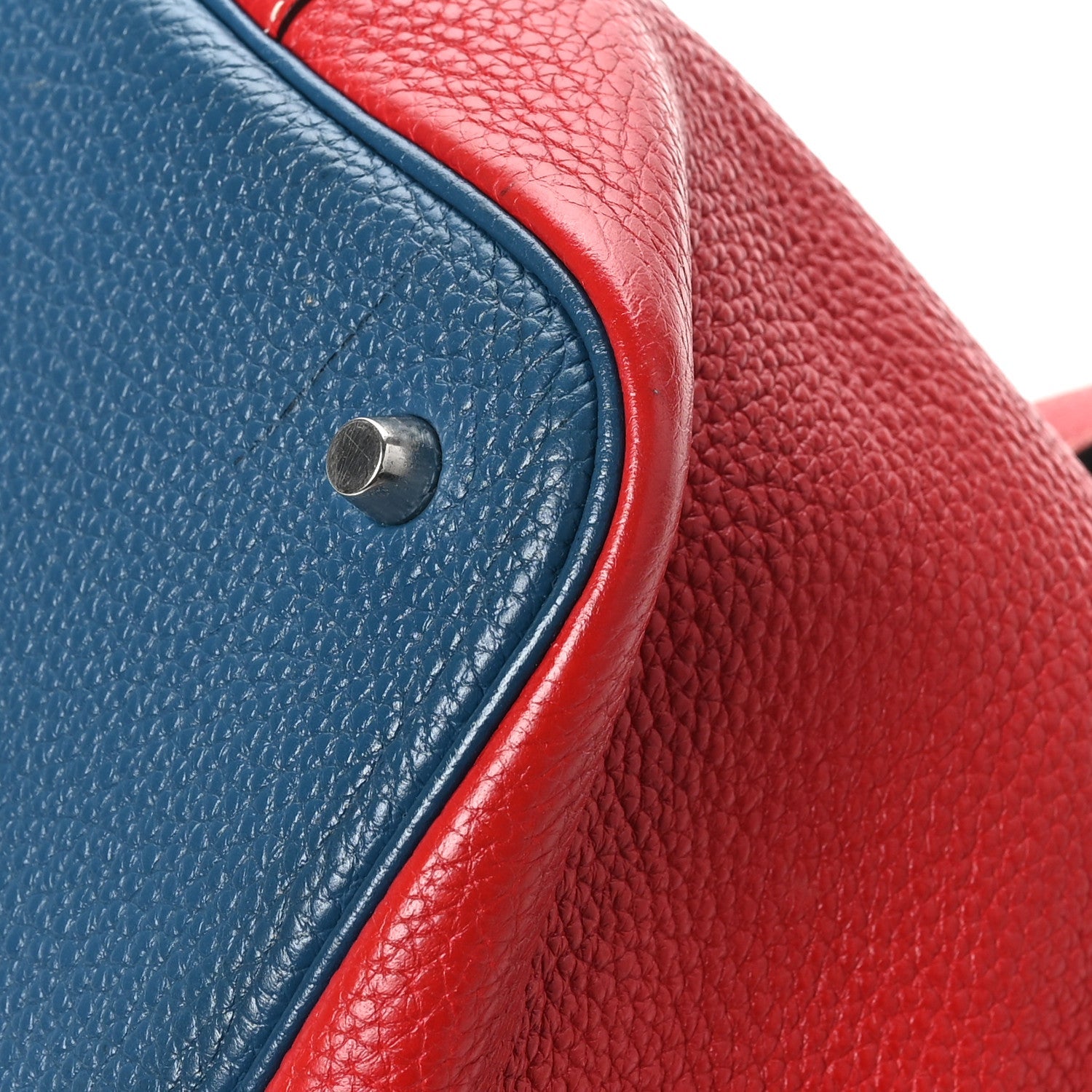Taurillon Clemence Picotin Lock 22 MM Rouge Casaque Bleu Thalassa