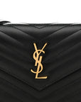 Grain De Poudre Matelasse Chevron Monogram Envelope Chain Wallet Black
