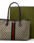 GG Supreme Monogram Medium Ophidia Shopping Tote Brown