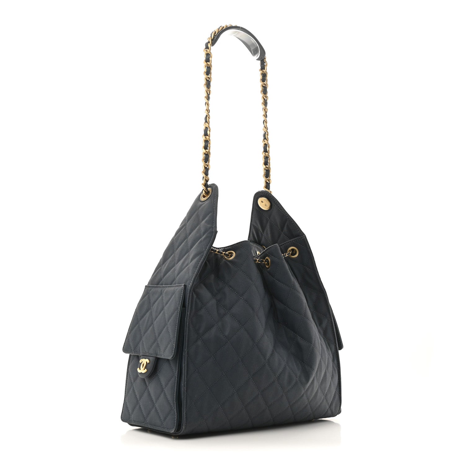 Canvas Quilted Medium CHNL 25 Handbag Dark Blue