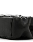 Sheepskin Matelasse Chevron Monogram Monochrome Medium College Bag Black