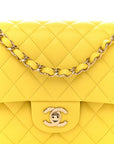 Caviar Quilted Medium Double Flap Yellow