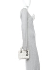 Lambskin Cannage Mini Lady D1OR White