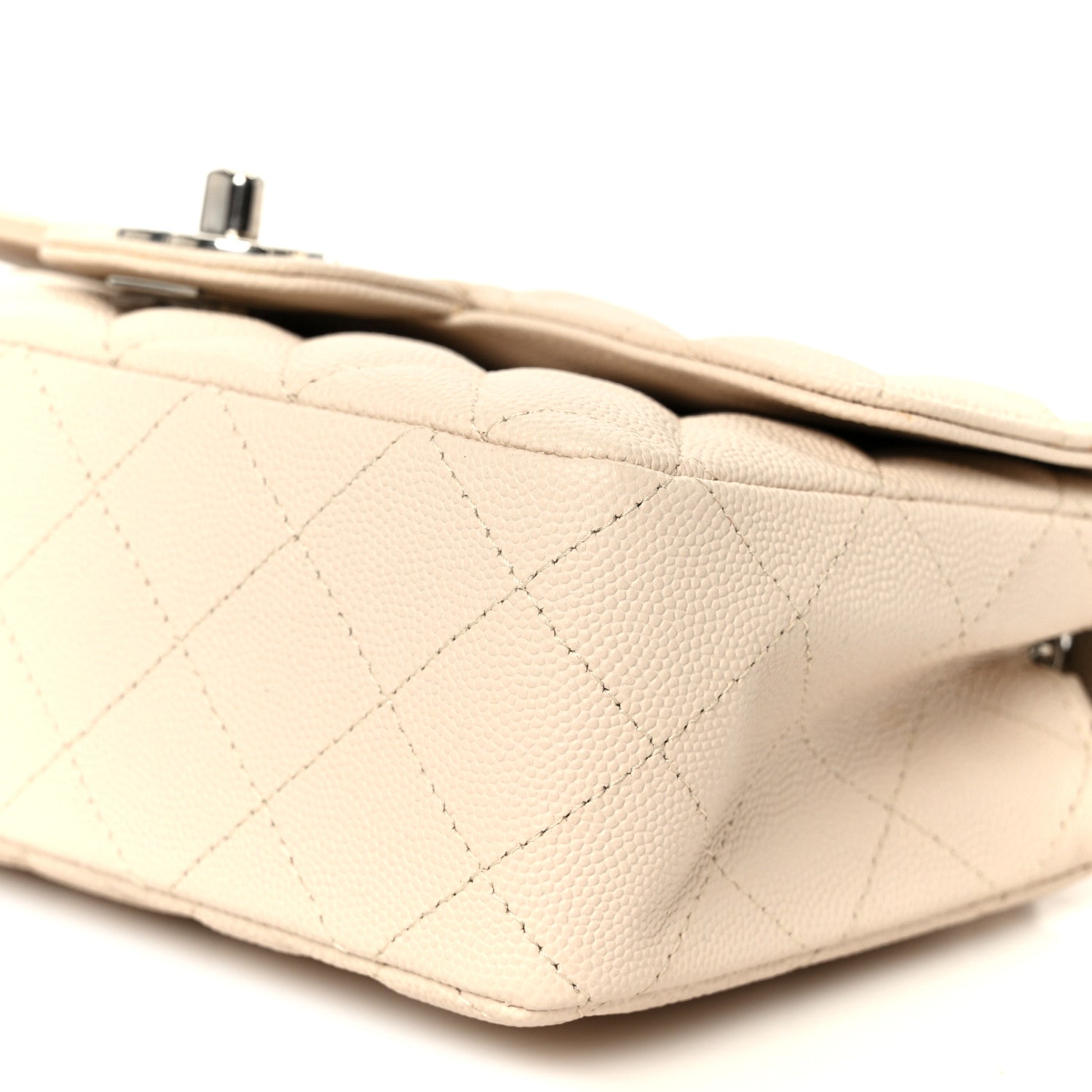 Caviar Quilted Mini Rectangular Flap Light Beige