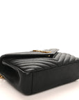 Sheepskin Matelasse Chevron Monogram Medium College Bag Black
