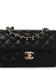 Lambskin Quilted Mini Rectangular Flap Black