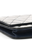 Patent Quilted Wallet On Chain WOC Navy Blue
