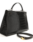 Shiny Alligator Kelly Sellier 32 Havane
