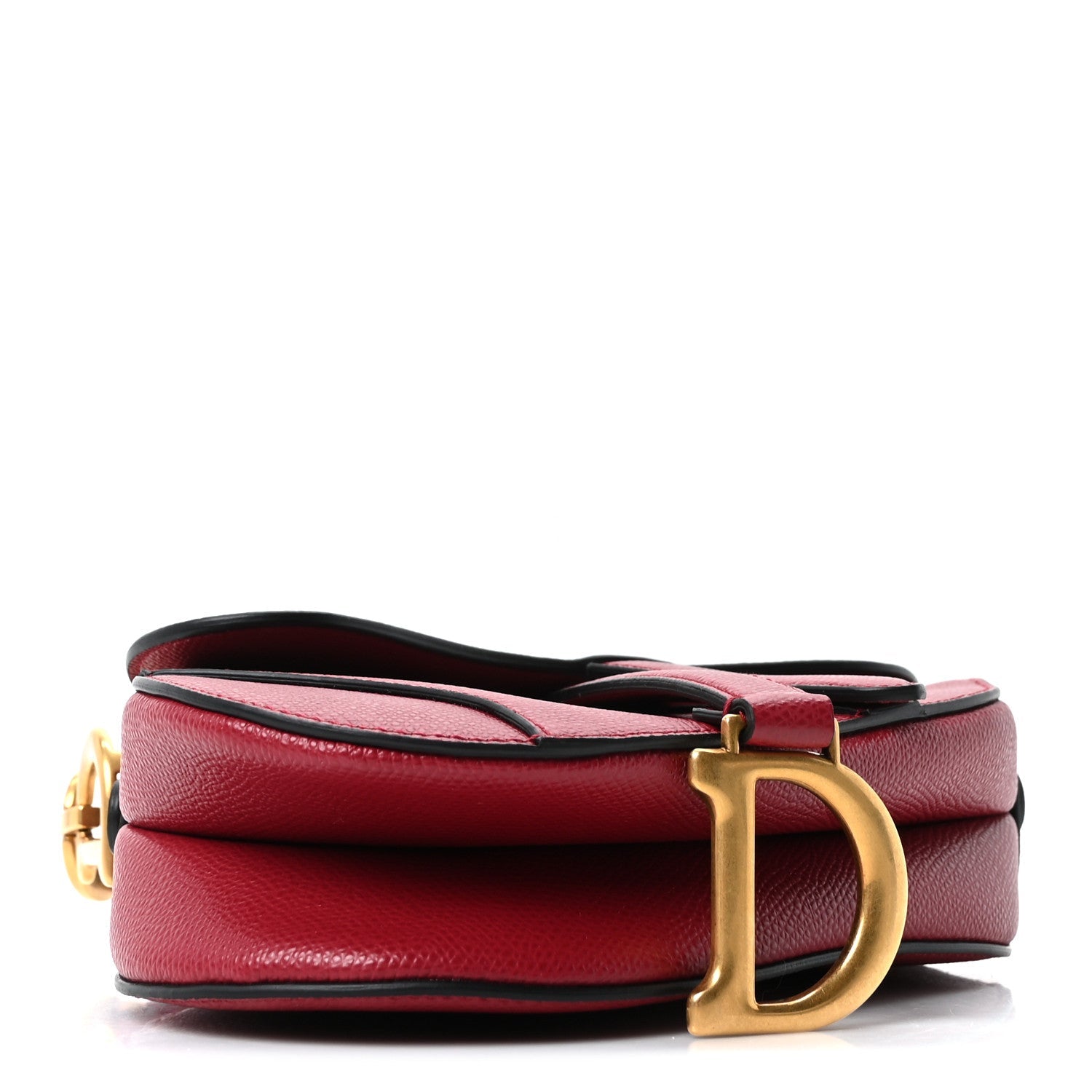 Grained Calfskin Mini Saddle Bag Red