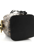 Vitello Liberty F is FNDI Bi-Color FF 1974 Embossed Mini Mon Tresor Bucket Bag Maya Black