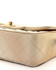 Metallic Goatskin Quilted Mini Rectangular Flap Gold
