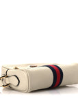 Textured Dollar Calfskin Web Mini Ophidia Shoulder Bag Mystic White
