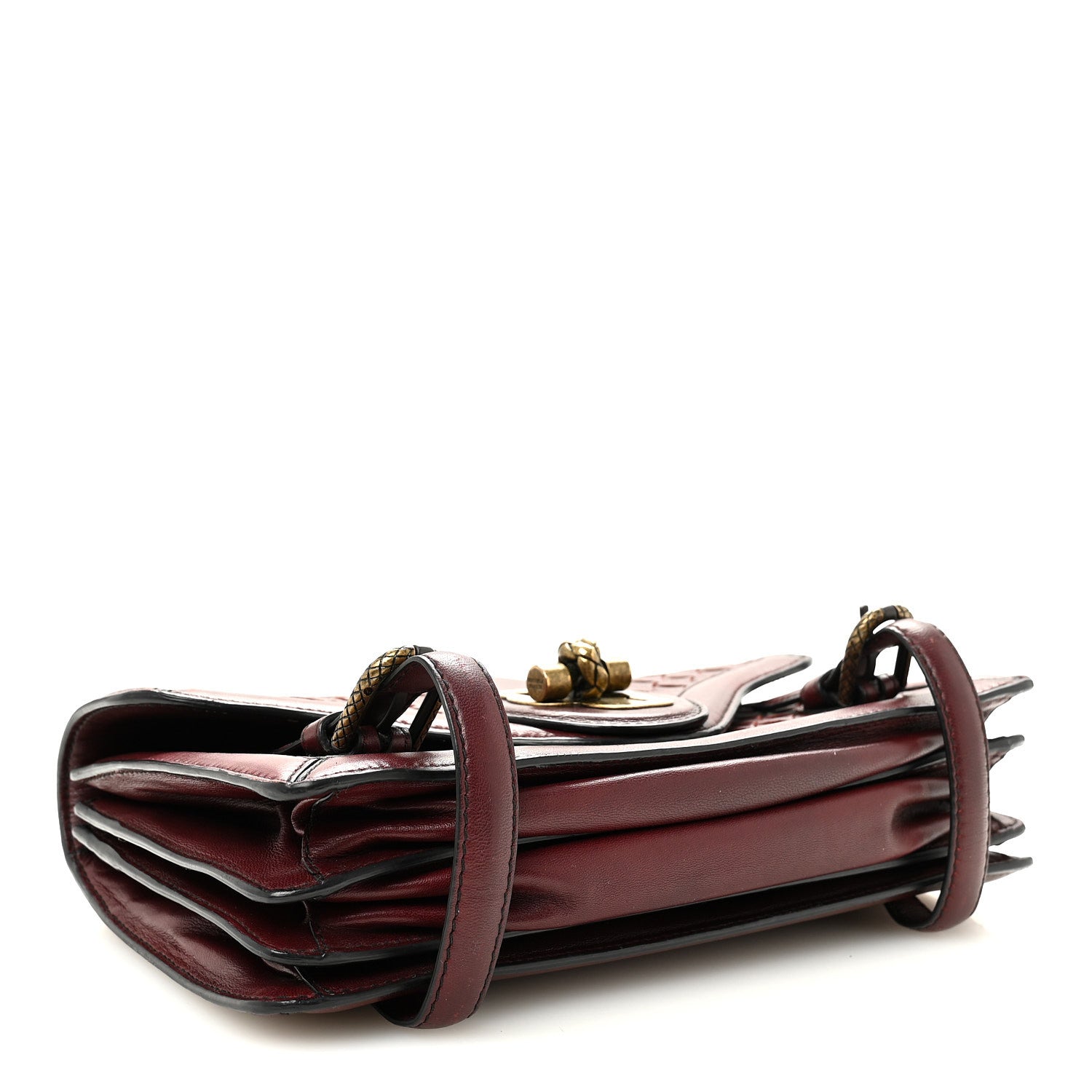 French Calfskin Intrecciato City Knot Bag Burgundy