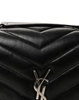 Calfskin Y Quilted Monogram Medium Loulou Chain Satchel Black
