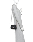 Lambskin Quilted Mini Wallet on Chain WOC Black Pink