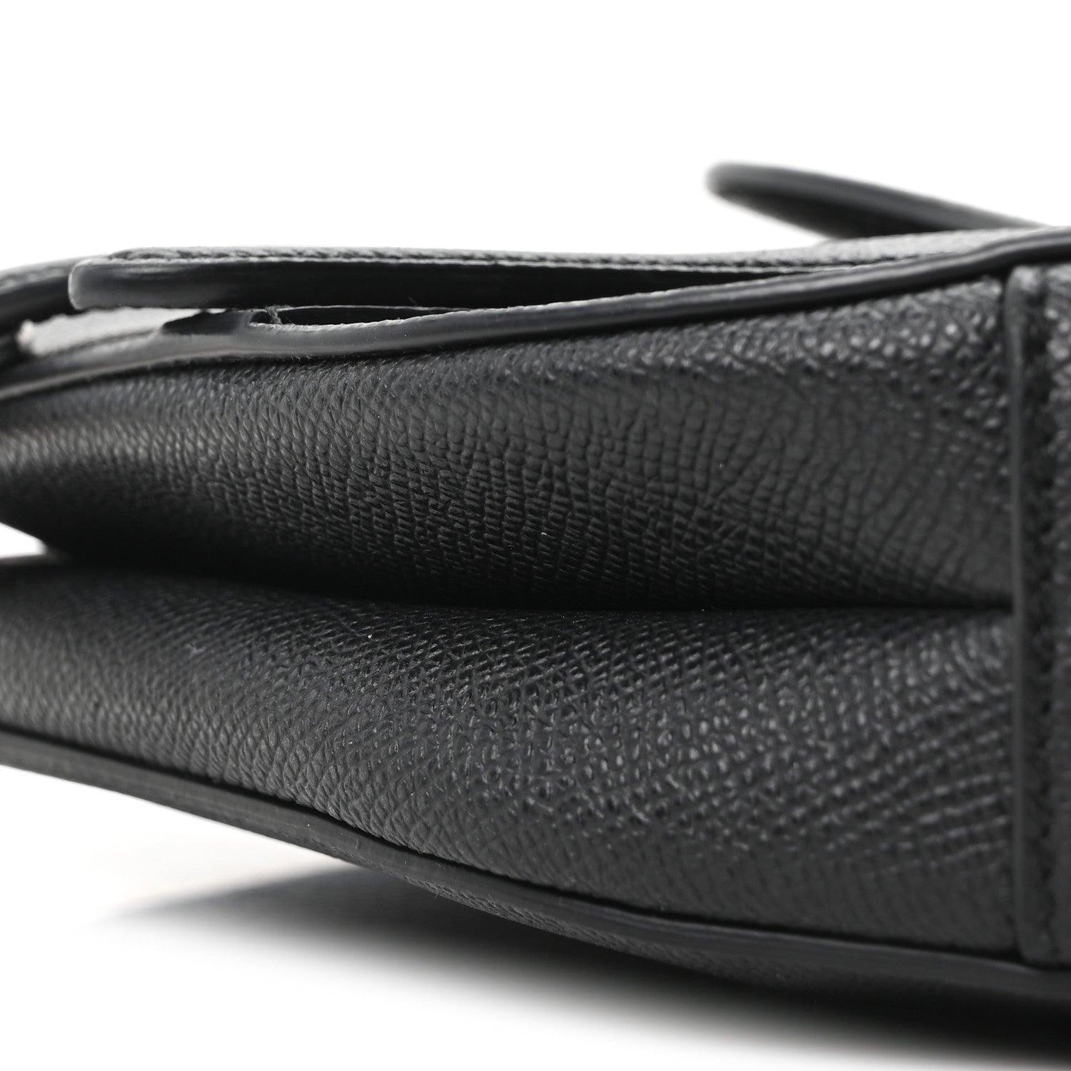 Grained Calfskin Mini Saddle Bag With Strap Black