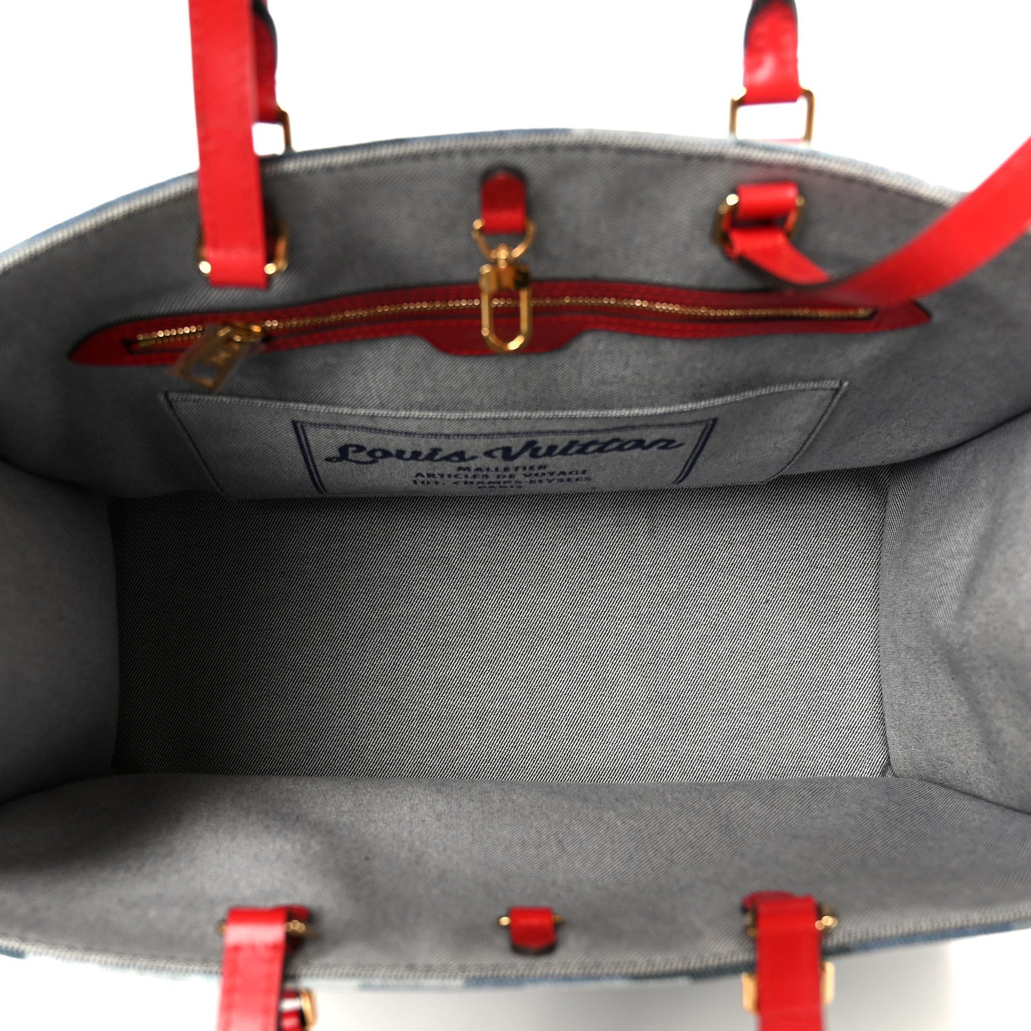 Denim Damier Monogram Onthego Blue Rouge