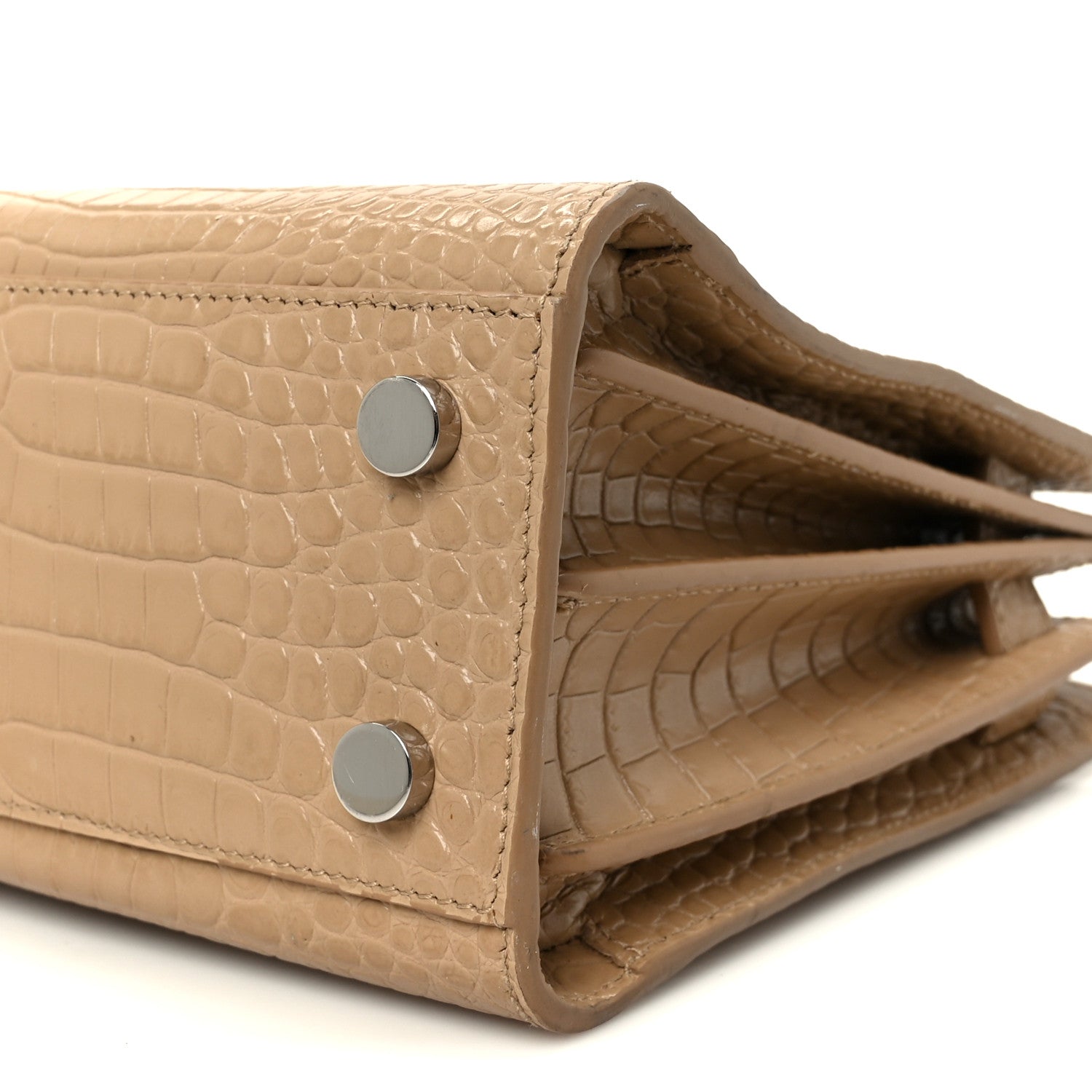 Calfskin Crocodile Embossed Nano Sac De Jour Brown