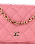 Caviar Quilted Wallet on Chain WOC Pink