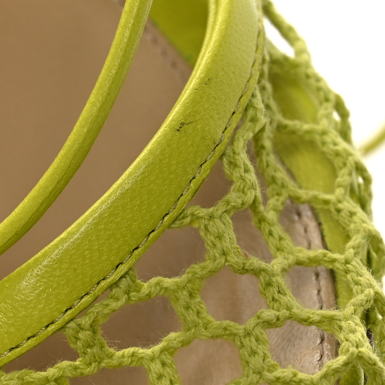 Mesh Nappa Stretch Ankle Tie Sandals 39 Kiwi