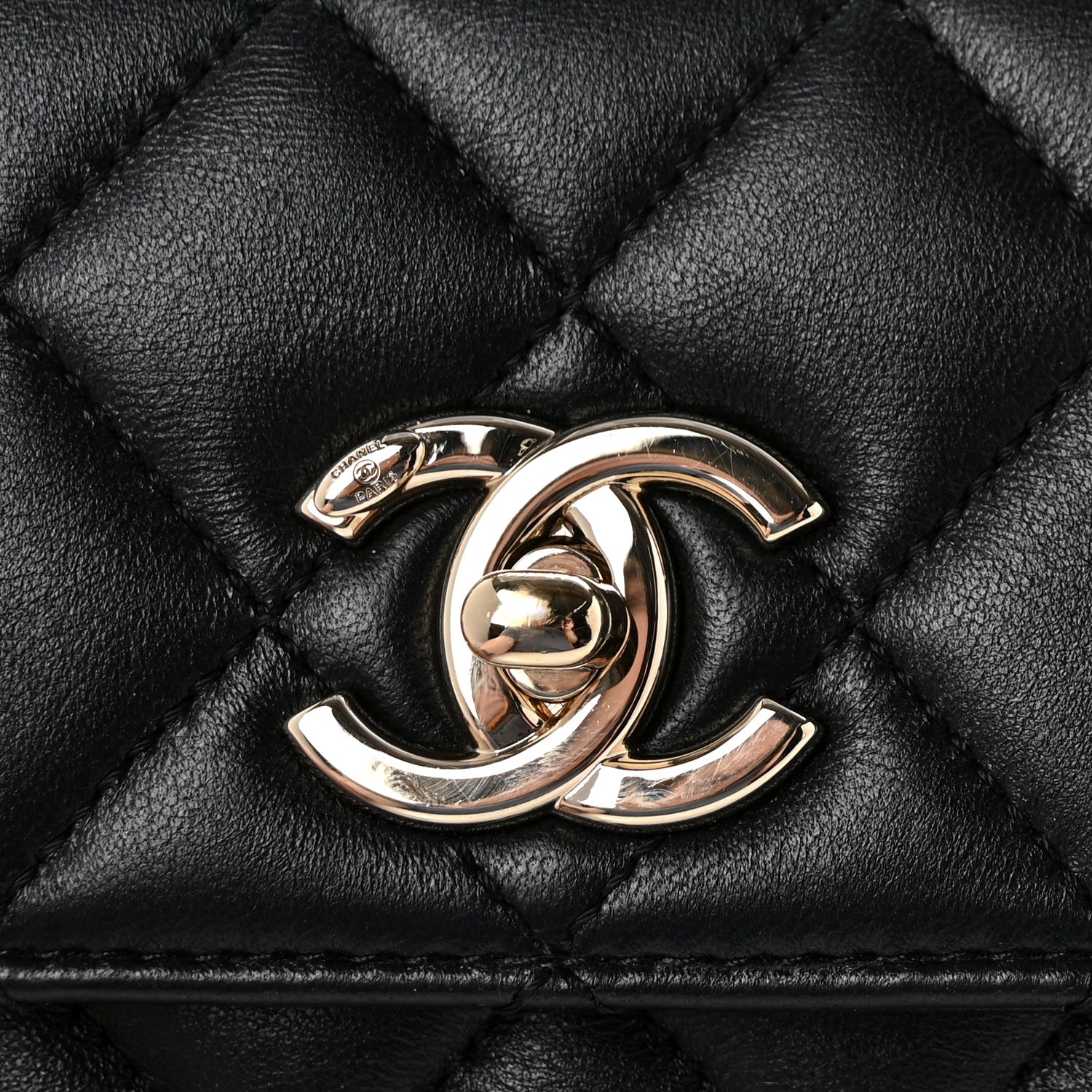 Lambskin Quilted Small Trendy CC Dual Handle Flap Bag Black