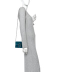 Velvet Super Mini Dionysus Shoulder Bag Pavone Cyan