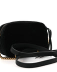 Velvet Matelasse Marquise Crystals Mini GG Marmont Chain Shoulder Bag Black