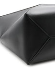 Shiny Calfskin Medium Puzzle Fold Tote Black