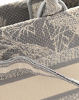 Canvas Embroidered Toile De Jouy Reverse Mini Book Tote With Strap Grey