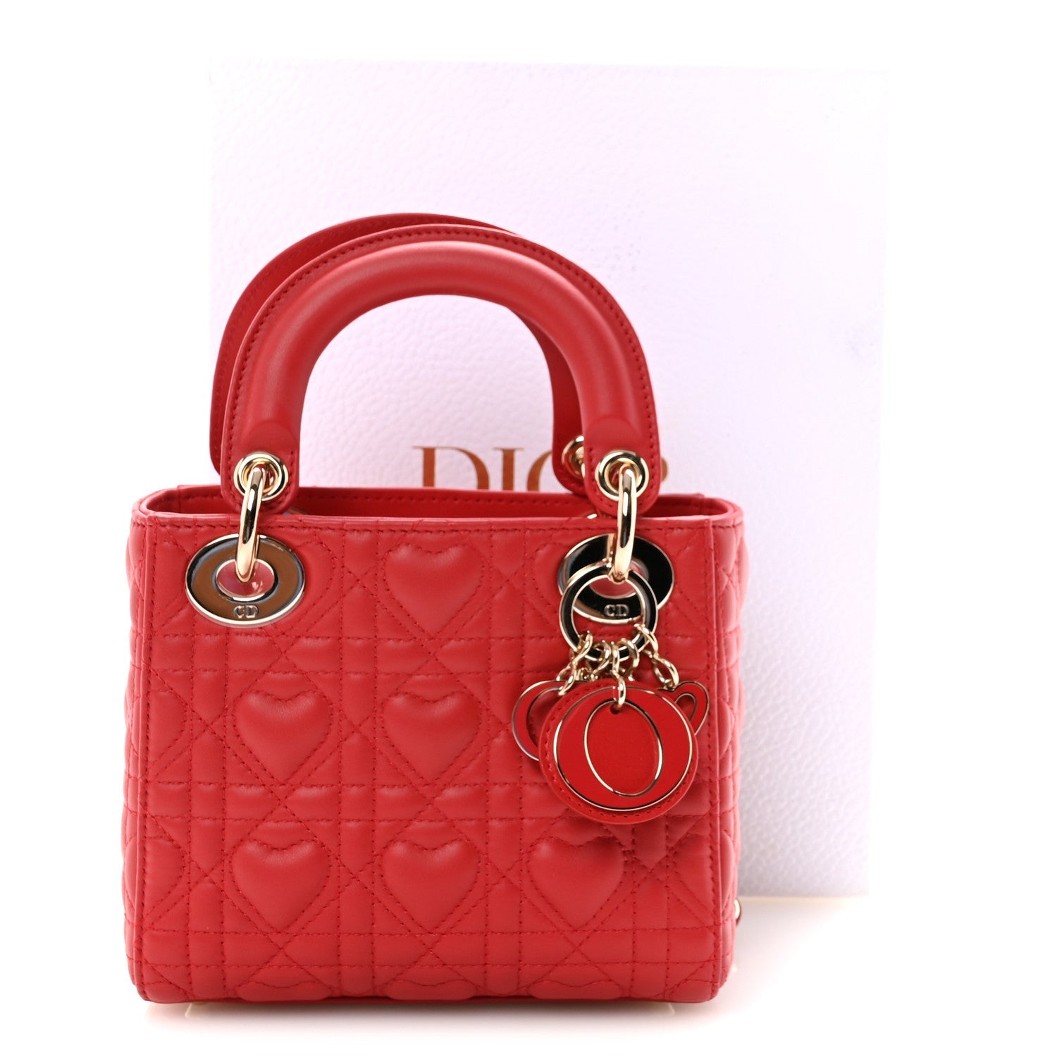 Calfskin Cannage D1ORamour Mini Lady D1OR Bag Bright Red