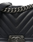 Lambskin Chevron Quilted Medium Boy Flap Black