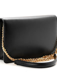 Shiny Calfskin Triomphe Margo Wallet on Chain Black