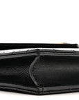 Grain De Poudre Matelasse Chevron Monogram Envelope Chain Wallet Black