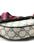 GG Supreme Monogram Textured Dollar Calfskin Web Mini Ophidia Envelope Shoulder Bag Beige Blue