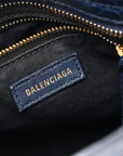 Calfskin Crocodile Embossed Gold Metallic Edge Hardware Mini City Bleu