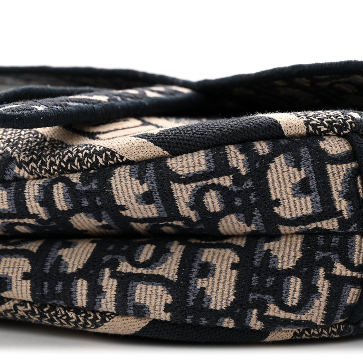 Oblique Embroidered Saddle Bag Blue
