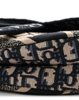 Oblique Embroidered Saddle Bag Blue