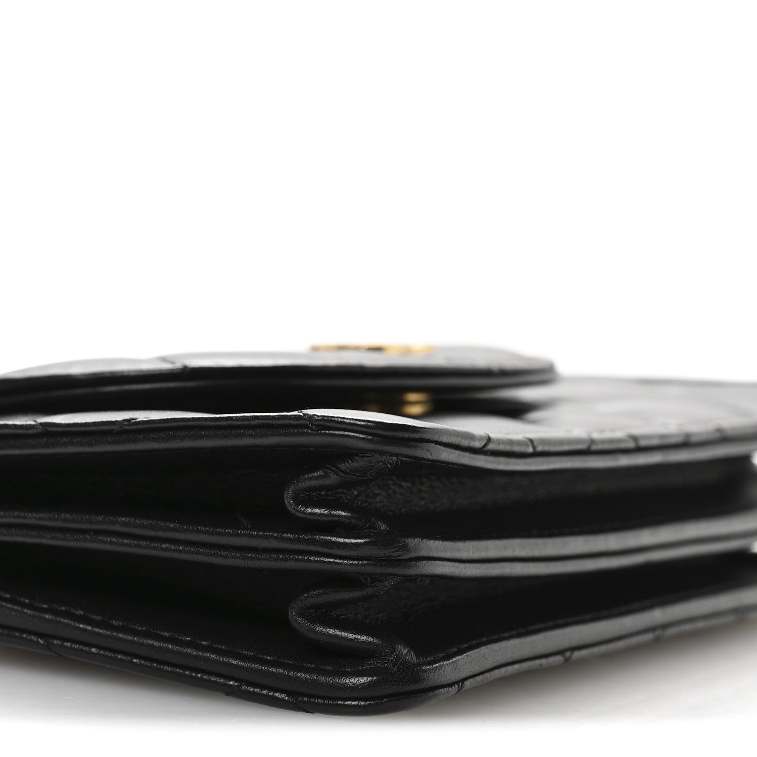 Lambskin Quilted Phone Holder Flap Black