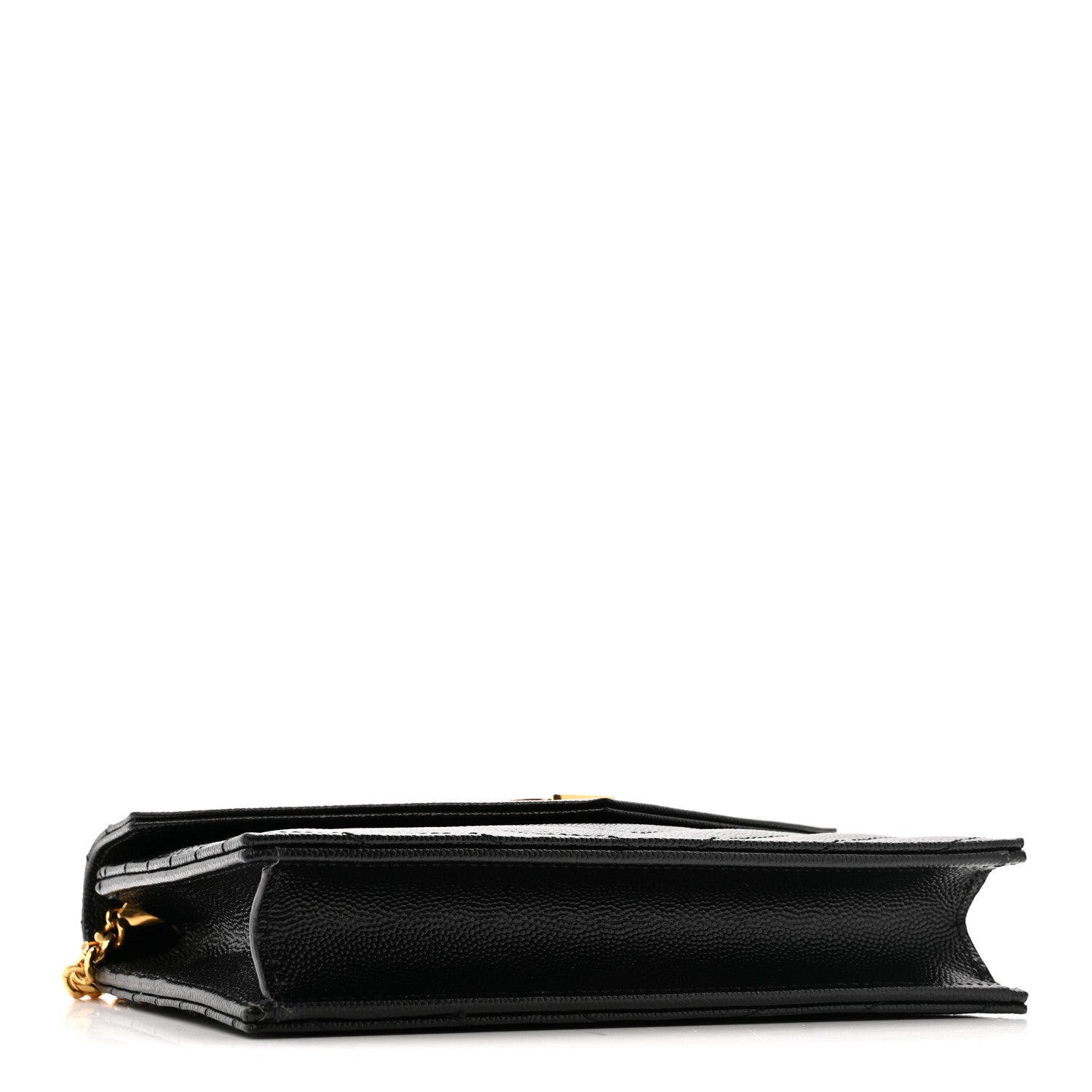 Grain De Poudre Matelasse Chevron Monogram Envelope Chain Wallet Black