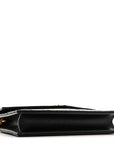 Grain De Poudre Matelasse Chevron Monogram Envelope Chain Wallet Black